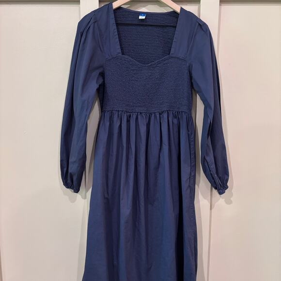 Old Navy Dresses & Skirts - Old Navy Midnight Blue Smocked Midi Dress- Size M- Cottagecore- Milkmaid Style